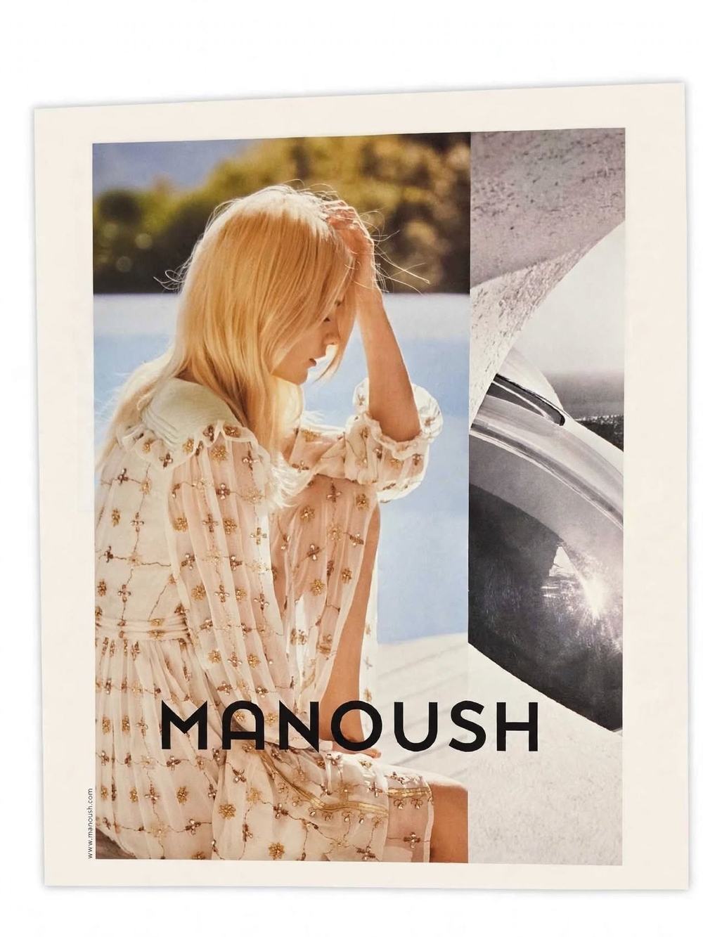 MANOUSH Cream & Gold Fashion Art Print Ad 8"×10"